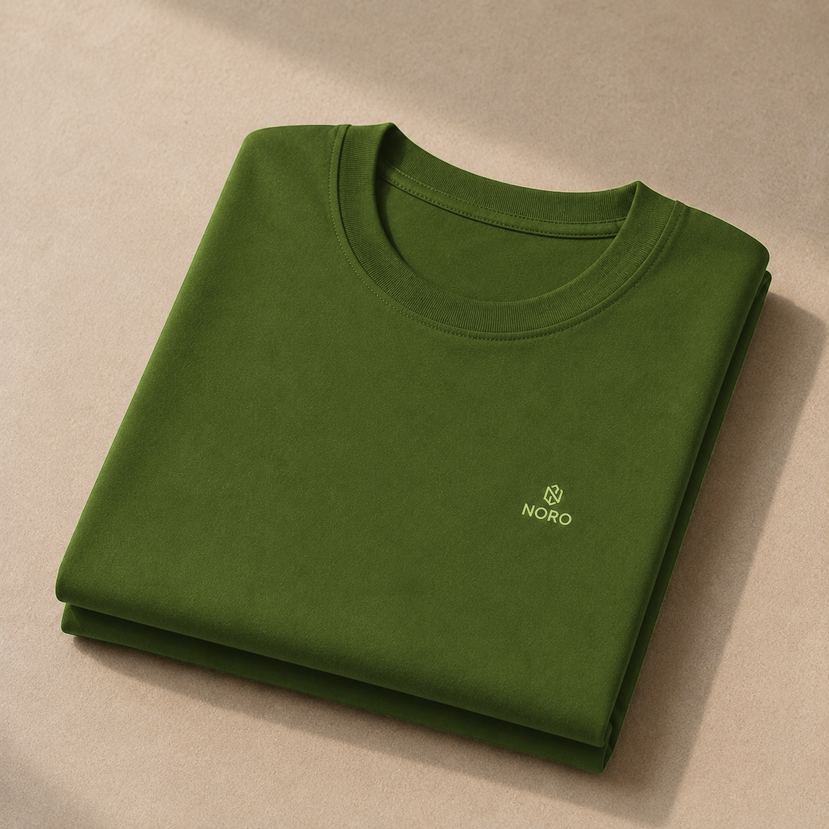NORO Olive Green heavyweight 240 GSM cotton oversized t-shirt for men